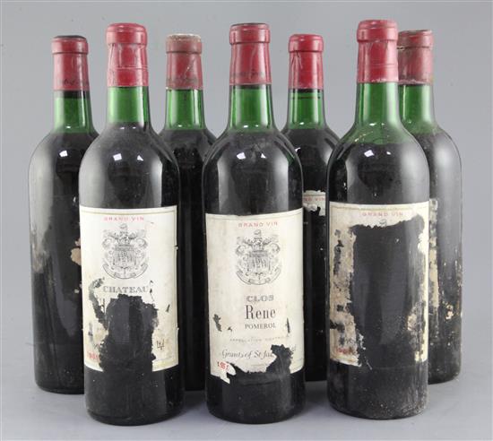 Seven bottles of Grand Vin Clos Rene, Pomerol, 1961,